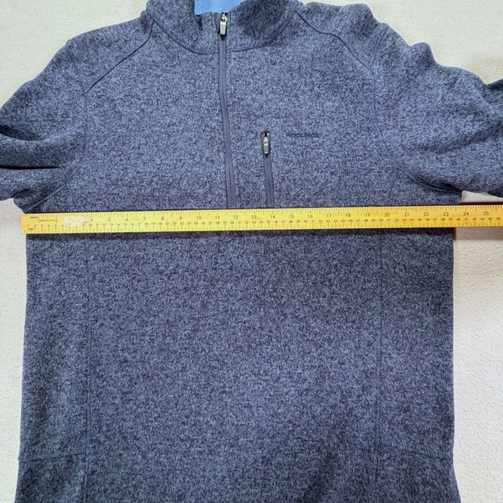 Woolrich Quarter Zip Pullover‎ Mens XL Blue Excellent Heathered Fleece Knit